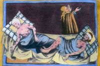 Бубонная чума, средневековая живопись 1411 года.