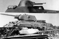 Советские танки Т-40С, Т-34 и КВ-85.