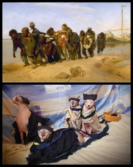 В сети необычно повторили картину И.Е.Репина «Бурлаки на Волге».