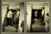 Говард Картер и его коллега у частично разрушенной стены одной из гробниц в Долине Царей.