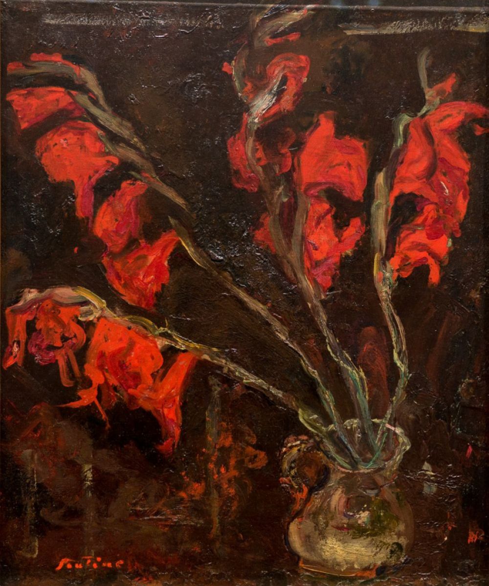 «Зрелый» Сутин активно использовал в своем творчестве мощный красный цвет - например, в поворотной для его творчества работе «Красные гладиолусы».