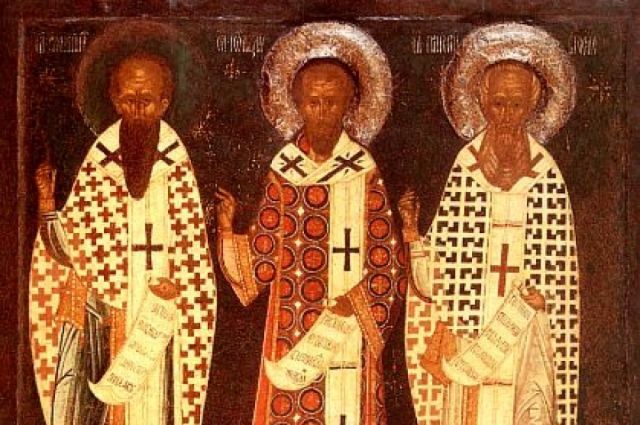 Василий Великий, Григорий Богослов (Назианзин) и Иоанн Златоуст.