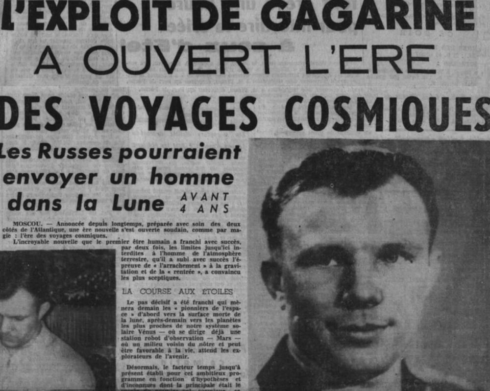 Французская газета La Liberté du Morbihan опубликовала новость с заголовком «Подвиг Гагарина открыл эру космических путешествий».