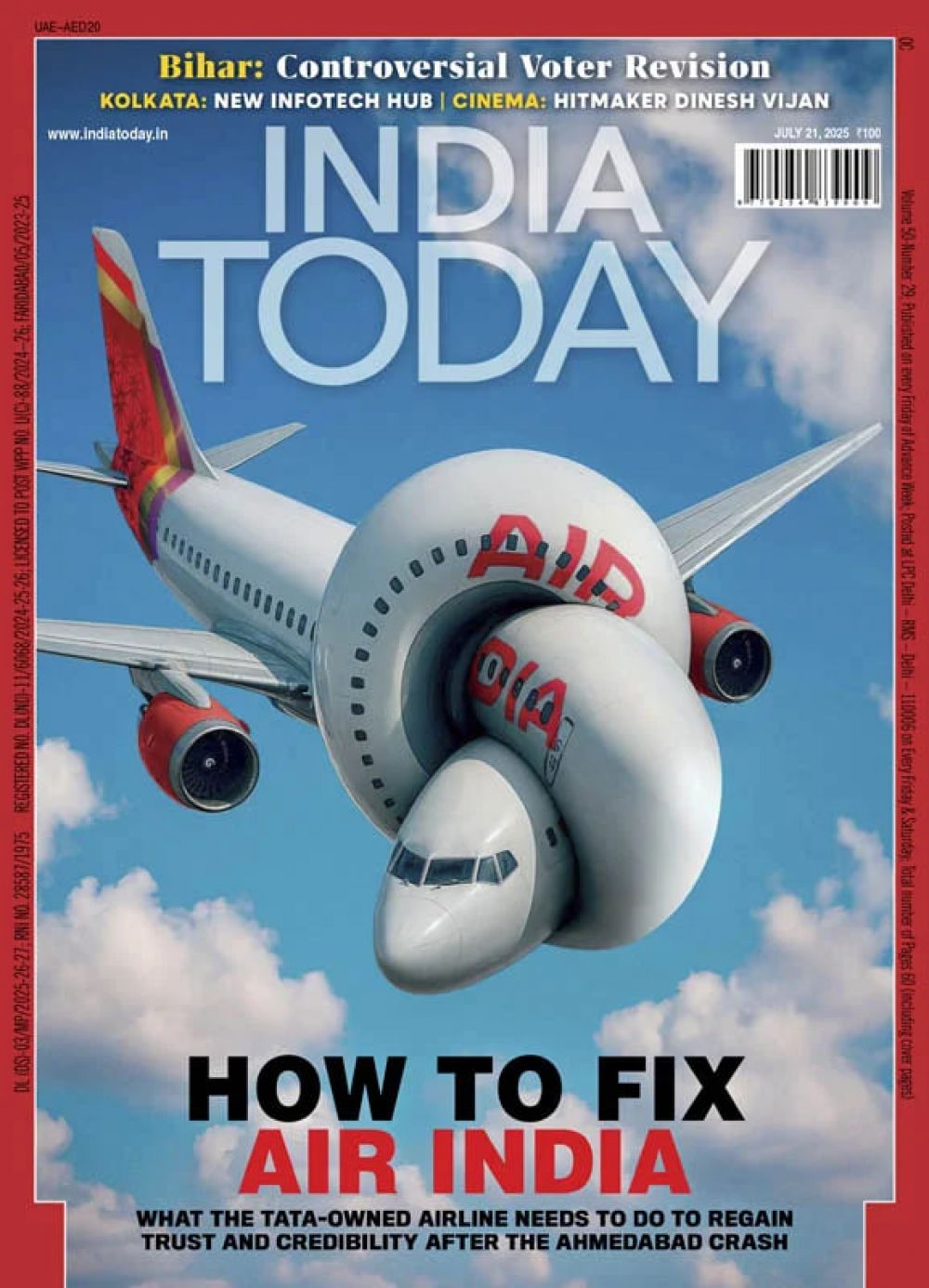 В Индии потерпел крушение пассажирский самолёт Boeing 787-8 Dreamliner (Air India). Он упал на жилой район. В результате катастрофы погиб 241 пассажир, выжил один человек, а также погибли 39 жителей. Индийский India Today («Индия сегодня») поднял вопрос о безопасности авиаперевозок.
