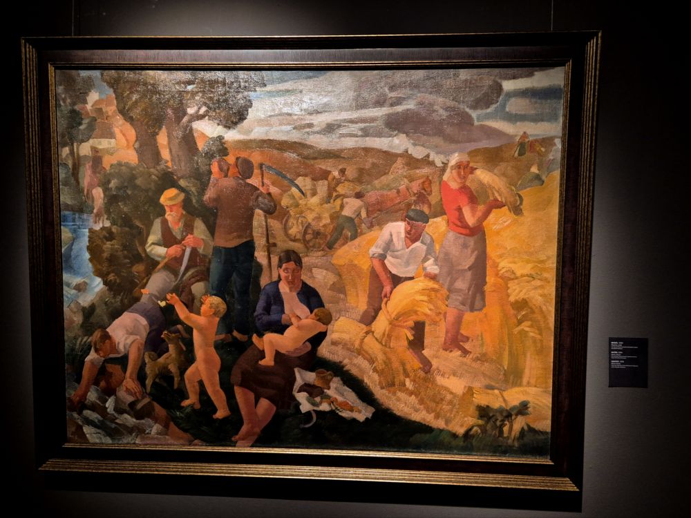 «Жатва» - «крестьянский рай», увековеченный на полотне. Севрук написал эту картину в 1934 году на отдыхе в Лоше под Островцом. В ней зафиксированы все стадии: и процесс тяжелой работы, и время короткого перерыва, и быстрый завтрак с кормлением ребёнка.