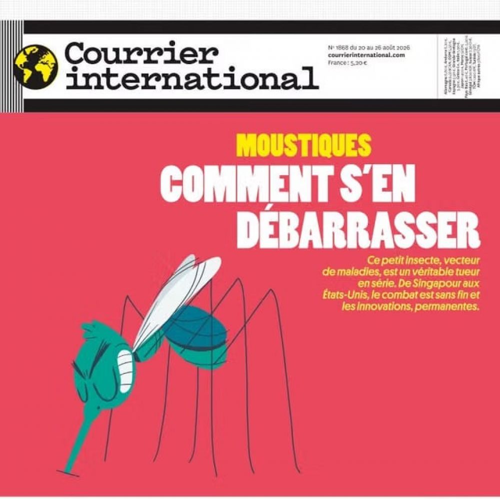 Французский Courrier International посвятил свою обложку проблеме борьбы с комарами. Издание объясняет: комары — переносчики опасных болезней — активно распространяются по миру. По мнению редакции, проблема требует безотлагательного решения.